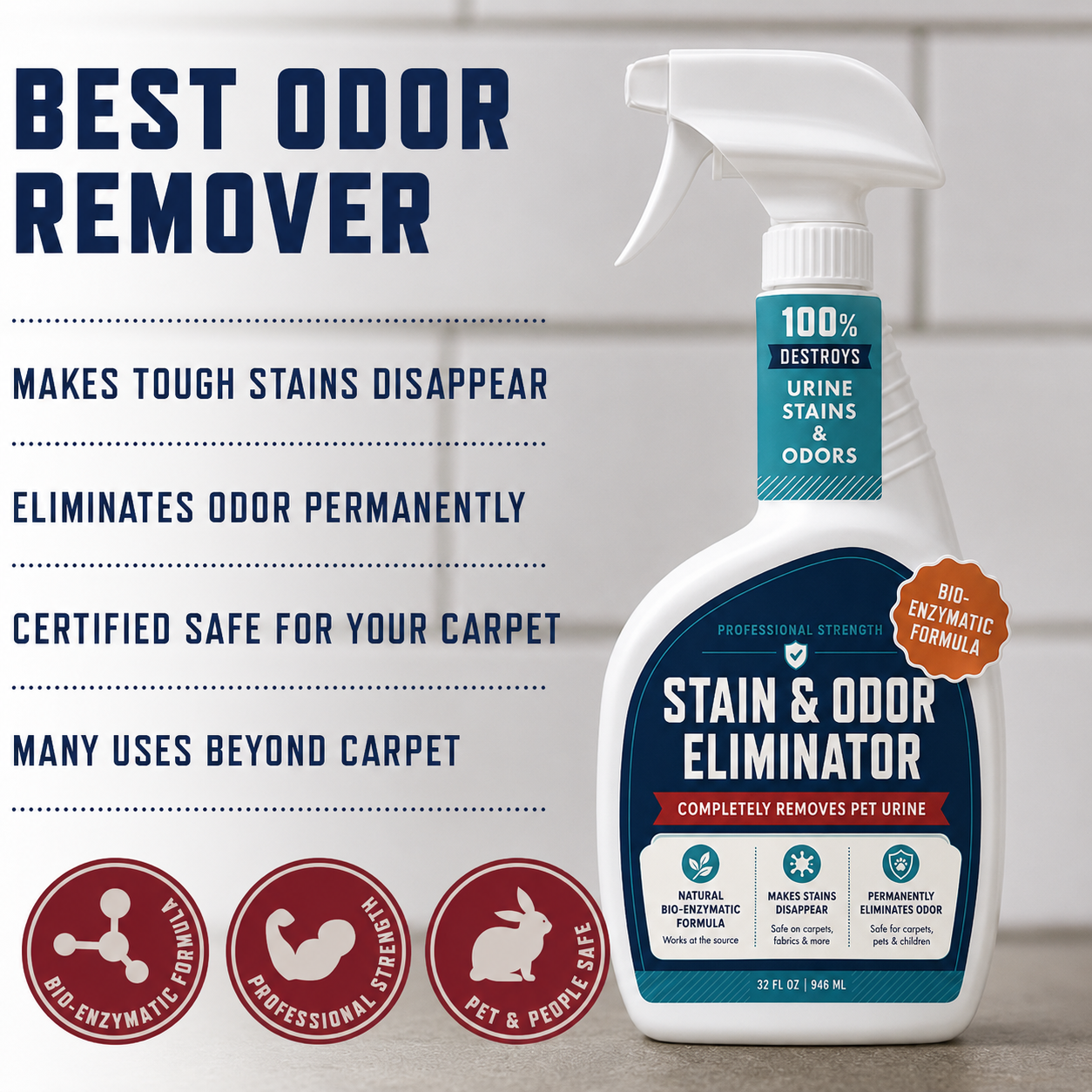 Virlelunaco Stain & Strong Odor Eliminator, Enzyme Cleaner, Pet Odor Eliminator for Home - Carpet Stain Remover for Cats & Dog Pee