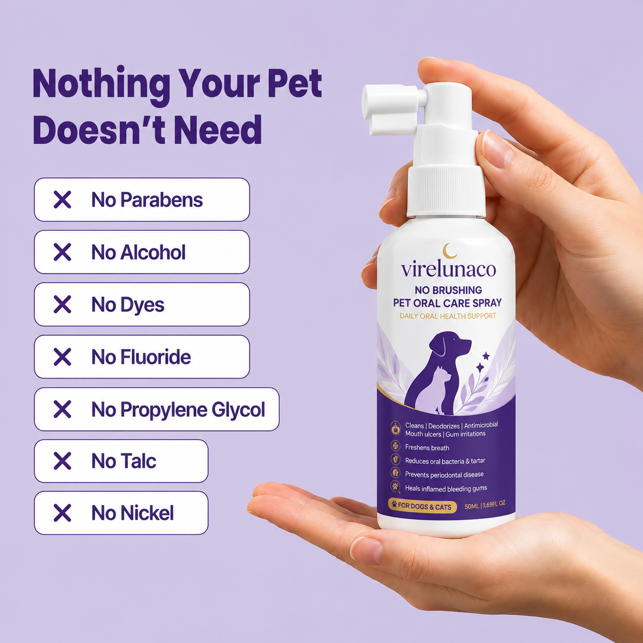 Dental Pet Spray—Fresh Breath & Cleaner Teeth, No Brushing Needed